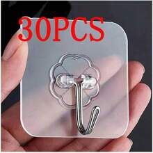 100pcs Super Sticky Transparent Wall Hooks, Removable No Drill Hooks For Kitchen, Bathroom, Bedroom, Living Room, Multi-Function Hooks, Suitable For Party, Christmas, Valentine's Day Decor, Minimalist, Wedding Decor, Boho, Bathroom & Kitchen Accessories, Home Decoration