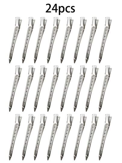 24 Packungen Styling-Clip, Bantoye 7,1 cm rostfreie Metalliklemmen mit Löchern zum Haarstyling, Haarfärbung, Silber