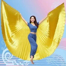 1pc Belly Dance Gold Wing Prop, Adult Costume With Large Wings For Stage Performance Halloween - Multicolor - View 1