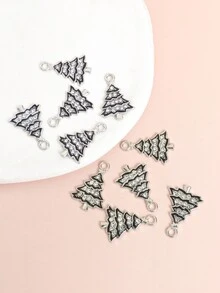 10 件精致小巧圣诞树造型水钻镶嵌珐琅饰物 - 非常适合 DIY 项链、手链、耳环钥匙扣和任何其他链饰，为家人和朋友制作时尚珠宝礼物 - 非常适合节日家庭派对场景装饰 - 聖誕樹 - 查看 7