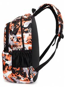 Contrast Color School Backpack Large Capacity Travel Student Shoulder Bag Waterproof Multi-Compartment Rucksack Back To School Students School Supplies Book Bag School Bag For Books - Burnt Orange - View 7