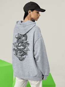 KANGARU Chinese Dragon Sweatshirt Blouse 2373 FLUXOGEEK - 灰色 - 查看 7