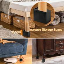 Pack Of 4 High Quality Adjustable Furniture Risers - Bed Risers, Table Risers, Chair Risers, Sofa Risers (Increase In Height 13.1 Cm) - Black - View 3