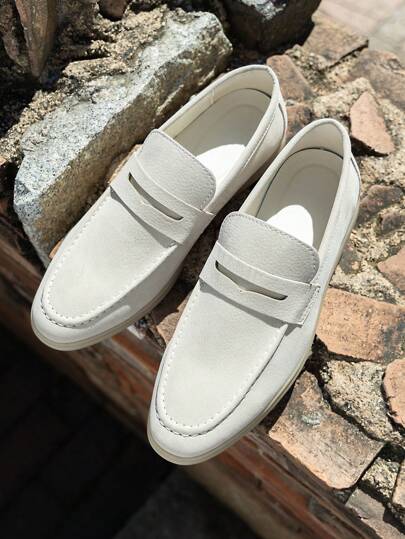 Men's Slip-On Business Leather Loafers, Soft, Comfortable And  Material, Low-Cut Formal Shoes, Simple, Professional, And Casual, Fashionable With Round Toe Box, Comfortable British Style, Dress And Dress Casual Shoes, Suitable For Various Occasions, Such As Wedding