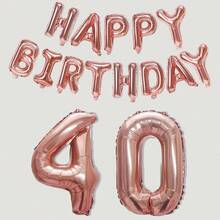 15 piezas Globos con letras y números del "Feliz cumpleaños", globos de aluminio con números de 40 pulgadas y globos de aluminio con letras "Feliz cumpleaños" de 16 pulgadas, apropiado para decoraciones de fiesta de cumpleaños para crear un ambiente de fiesta - Oro rosa - Ver 8