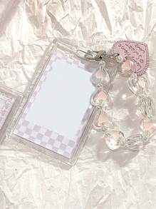 1个透明亚克力硬卡包，单卡收纳，心形钥匙扣，小型卡包，非接触式银行卡夹，地铁卡夹，便携式挂件，卡包，钱包，名片夹，信用卡夹，身份证夹，女士卡包 - 彩色 - 查看 7