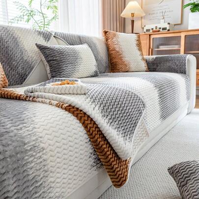 1 Stück Winter Samt rutschfeste Farbverlauf rutschfeste Sofaauflage, geeignet für haustierfreundliche Möbelschoner in Wohnzimmern, Schlafzimmern und Büros - Maschinenwaschbar und waschbare Sofaauflage