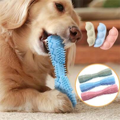 Durable Dog Chew Stick, Toothbrush For Tooth Cleaning And Massage Soft Rubber Pet Toy
