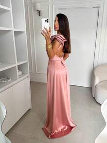 Bridesmaid Dress Party Graduate Or Guest Luxurious Mesh Lilac Olive Blue Black Olive Rose Serenity Or Mint - Màu hồng gỉ - Xem 3