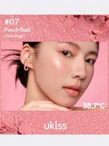 ukiss 纯色霜状腮红，哑光闪光腮红霜，质地柔软细腻，不粘腻，裸妆，持久妆容，一体式彩妆盘，面部美容化妆品 - 07# Peach Gold - 查看 7