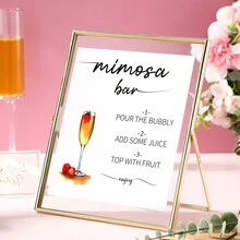 Mimosa Bar Kit Includes Mimosa Bar Sign Floating Frame Bridal Shower Decorations For Anniversary Festival Wedding Event Home Office Tabletop Shelf Engagement (Minimalism) - Nhiều màu - Xem 1