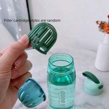 1 pieza, Vaso de agua deportivo portátil para correr y fitness, vaso de filtro de agua tipo Ins, vaso de plástico, vaso de té, con correa anti-caída y escala, tipo de filtro, capacidad 550ml, aleatorio - Multicolor - Ver 7