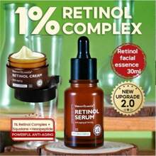 SADOER 30g Creme Firmador de Rosto Coreano, 30ml Essência de Retinol, 100g Sabonete de Limpeza, 50g Creme Protetor Solar, 50g Máscara de Carvão de Bambu para Nariz, 30g Máscara para Remoção de Cravos no Nariz, 20g Creme Firmador para os Olhos, 30ml Essência para os Olhos