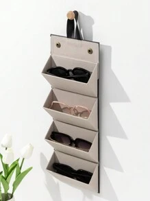 1pc (3/4/5/6 Grid) Casual PU Leather Glasses/Sunglasses Case Box Glasses Accessories For Women