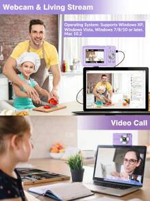 Nicamery 44MP 1080P FHD Compact Digital Camera For Teens, 16X Zoom, 32GB SD Card, 2 Batteries, Lanyard - Ideal Beginner Camera Gift - Purple - View 5