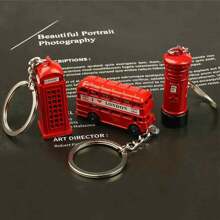 1个创意锌合金英式电话亭钥匙扣，复古街头时尚背包挂件，适合作为旅行纪念品送给朋友，无论是节假日还是生日。 - 紅色 - 查看 4