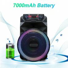 Dazone 4500W 18-Inch Portable Party Bluetooth Speaker Rechargeable Wireless Trolley Speaker With Deep Bass, 4500W Peak Power, Wireless Microphone, Remote Control, Handle, Wheels, USB/SD, FM Radio, AUX & Guitar Inputs, Party DJ Karaoke LED Light, Sound PA System Stereo - 黑色 - 查看 9