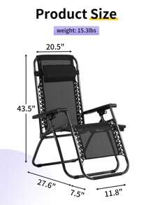 Set Of 2 Zero Gravity Chairs, Folding Reclining Patio Chairs Adjustable Lawn Chairs With Cup Holder Padded Headrest Lounge Chairs, Camping Accessories, For Deck, Beach, Poolside And Yard - 黑色 - 查看 4