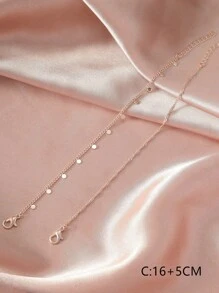 2pcs Minimalist Thin Circle Chain Bracelet Set - Rose Gold - View 3