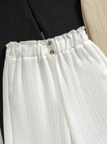 3pcs/Set Tween Girl Casual Solid Color Stud Closure Long Pants, Autumn - Multicolor - View 3