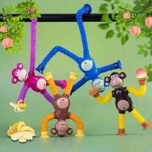 1pc Random Color Suction Cup Big Ear Monkey/Gorilla Stretchy Toy, Multifunction Changeable Shape Squeeze Toy With Light Up - Multicolor - View 7