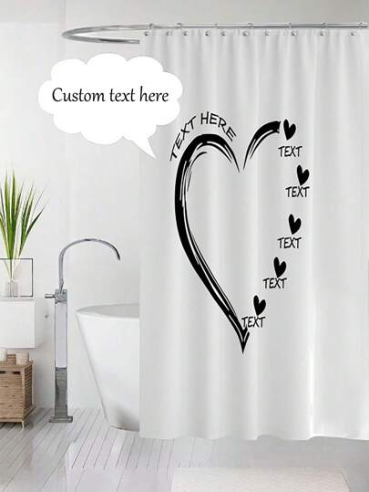 1pc Custom Text Shower Curtains, Personalized Love Shower Curtain , 5 Sizes For You,Gifts For Wife And Husband, Waterproof Polyester Bath Curtains Tropical Leaves Palm Curtains For Bathroom Decor Fall Decor Bathroom Accessories Back To School