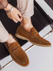 Men's Low Vamp Loafers, Made Of PU Material, Comfortable, Lightweight, Suitable For Parties And Formal Occasions
