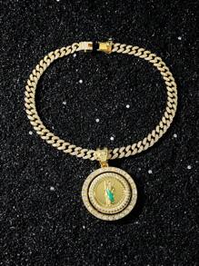 1 pieza Collar con colgante de san judas Tadeo totalmente cubierto de cristales giratorios de 13mm, joyería pendiente de hip hop para hombres para uso diario - Estilo A - Ver 4