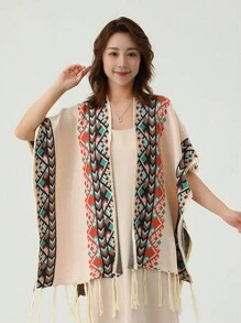 1 件佩斯利图案复古波西米亚雪纺围巾，百搭 4 季斗篷 - 彩色 - 查看 2
