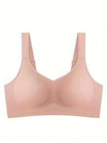 Sujetador sin costuras, sin espalda, inalámbrico, delgado, con tirantes ajustables, lencería - Rosa - Ver 5