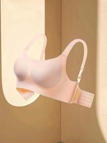 Sujetador sin costuras, sin espalda, inalámbrico, delgado, con tirantes ajustables, lencería - Rosa - Ver 6