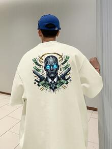 Robo Money Men's Oversize T-Shirt Streetwear T-Shirt Premium Oversized Shirt 100% Cotton - 米色 - 查看 1