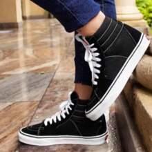 VNs Style High Top Sneakers New Comfortable High Top Boot Unisex 34 To 43 - 黑與白 - 查看 2