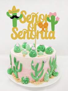 1pc Mexican Carnival Theme Cactus Cake Topper For Gender Reveal Party Decor - Multicolor - View 4