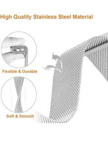 兼容三星 Galaxy Fit 3 表带时尚休闲米兰风格柔软透气不锈钢网状表带，环形磁扣表带男女通用手动调节长度易于佩戴适合手腕 - 銀色 - 查看 3