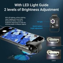 Lente de microscopio macro 200X para teléfono APEXEL, microscopio para smartphone de alta definición con lente CPL y luz LED, microscopio portátil compatible con el 98% de los smartphones, microscopio mini para smartphone, accesorio profesional para cámara de teléfono (negro, iluminación de 2 niveles, microscopio 200X con lente CPL) - Negro - Ver 8