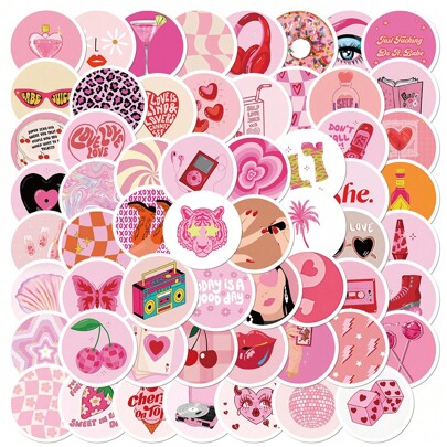 60Pcs Pink Groovy P…