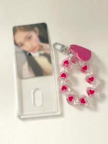 1个透明亚克力硬卡包，单卡收纳，心形钥匙扣，小型卡包，非接触式银行卡夹，地铁卡夹，便携式挂件，卡包，钱包，名片夹，信用卡夹，身份证夹，女士卡包 - 彩色 - 查看 8