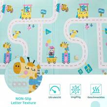 180x160x1cm Baby Play Mat, Odorless XPE Foam Floor, Baby Play Mat Non-Slip Waterproof On Both Sides, Easy To Clean, Baby Crawling Mat Foldable, Giraffe - Beige - View 5