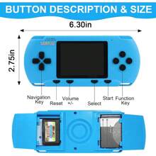Handheld Games For Childrens, Handheld Game Console 3" HD Screen Built In 258 Video Game Console Handheld Video Games For Childrens Portable Retro Hand Held Gaming Console, Boys Toys Gifts For Ages 5 Above Red - Blue - View 2