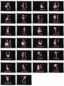 1pc Customized Cosmetic Bag Personal Tailor Lady Makeup Bags Wallet Rose Gold Initials A To Z Custom Name Pattern Toiletry Organizer Pouch Personalized Wedding Party Wash Bag Zipper Phone Purse Pencil Pouch Make Up Bags Valentine's Day Gifts Clutch Bag Bridesmaid Make Up Pouch Toiletries Organizer Bag Cosmetic Case Letter, Floral Multifunction, Lightweight, Functional, Foldable, Practical Fashion, Contracted, Minimalist, Unisex, Cute, Adorable Custom, Unique, Customized Finds, Winter Fashion, Christmas/Holiday Gift, Travel Bag, Personalized Gifts For Women, Cosmetic Bag/Makeup Bag Ideal Gifts For Her Family, Friends, Girlfriend For Anniversaries, For Birthdays, For Christmas, For Winter, For Fall/Autumn, For Holiday/ Vacation, For Outdoors/Outings/Travel/Hiking/Stadium/Sports/Climbing,Customized Toiletry Bags,SummerHoliday