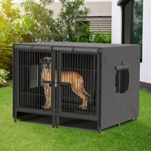 BingoPaw Extra Large Pet Cage With Removable Metal Divider, Heavy Duty Dog Crate With Waterproof Cover For 2 Dogs - Black - View 5