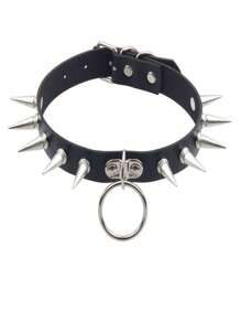 1pc Fashion Punk Gothic Necklace Collar, Rivet Choker Y2K Necklace For Halloween Cosplay New Year Christmas Party Birthday Lovers Gifts