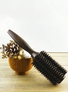 1 szt. Duża drewniana szczotka wałkowa do włosów, włosie futrzane, do stylizacji loków, do użytku w salonie, szczotka do włosów, grzebień, narzędzia do włosów, produkty do włosów i akcesoria do salonu fryzjerskiego, kosmetyki, podstawowe wyposażenie podróżne