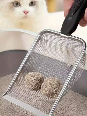 1 件装不锈钢猫砂铲，细网猫砂铲宠物粪便清洁工具 - 必备宠物清洁工具