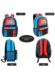Mochila de regreso a la escuela para niños - Mochila para niños gamers para niños, niños y adolescentes, escuela primaria y secundaria - Mochilas para niños de 6 a 18 años, mochila escolar de videojuegos de 16 pulg. para viajes