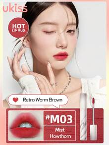 ukiss Cheek Lip Mud, Velvet Matte Lipstick, Cream Cheek Blush, High Pigment Color, Longwear, Weightless, Liquid Lipstick, Smooth, Long Lasting - #M03 Mist Hawthorn - View 6