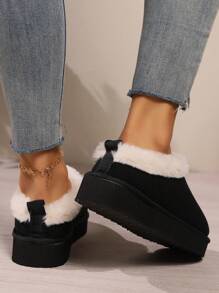 Women High-Top Plush Winter Slip On Slippers Indoor Shoes