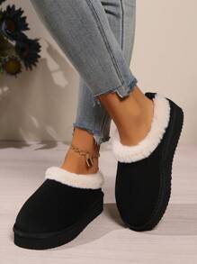 Women High-Top Plush Winter Slip On Slippers Indoor Shoes