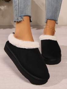 Women High-Top Plush Winter Slip On Slippers Indoor Shoes